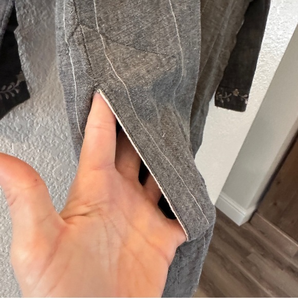 Handmade Maharaja Handcrafted 2-Piece Set Gray Embroidered Tunic & Pants Lounge - Picture 12 of 15